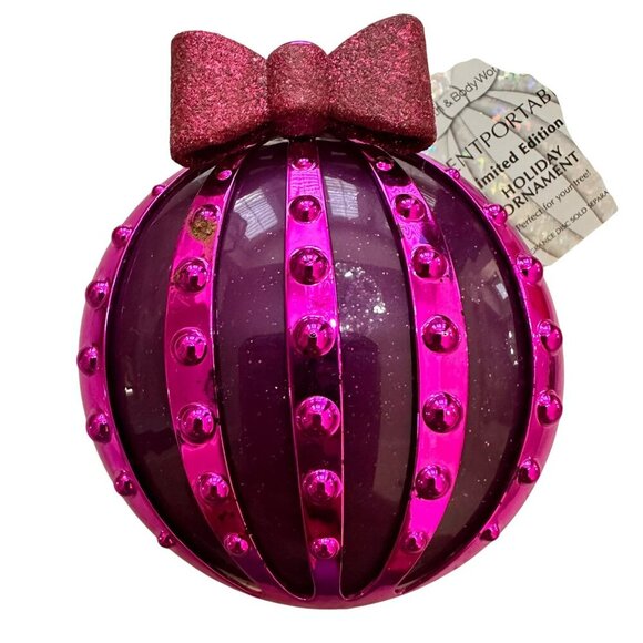 Bath & Body Works Purple Holiday Ornament Glitter Bow Air Freshener Scentportabl - Picture 1 of 8